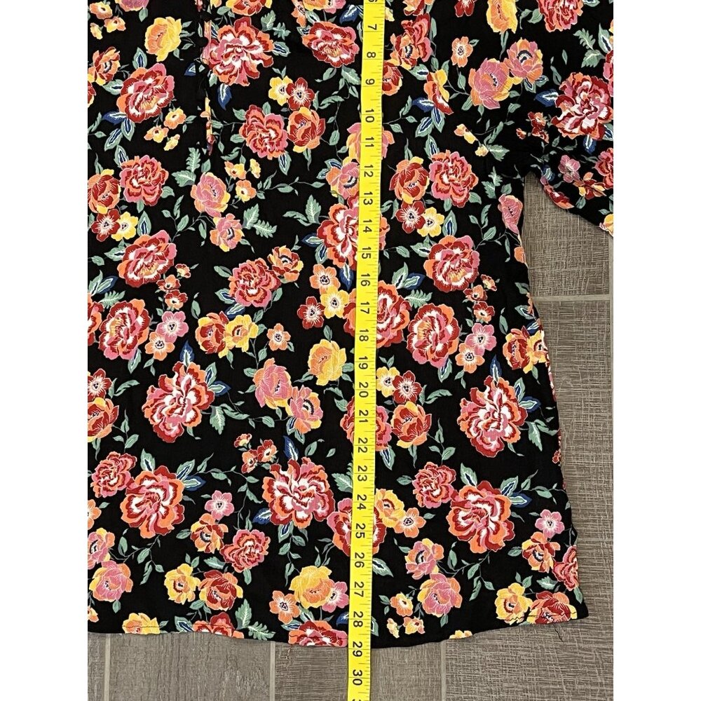 Indigo Rose Women Top Plus Size 2X Peasant Black Floral Blouse Black Red - Picture 6 of 9